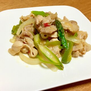 豚肉とアスパラの辛味炒め